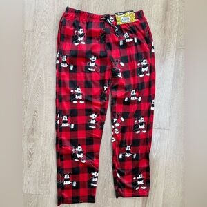 Disney Mickey Men's Red and Black Checkered Pajama Pants